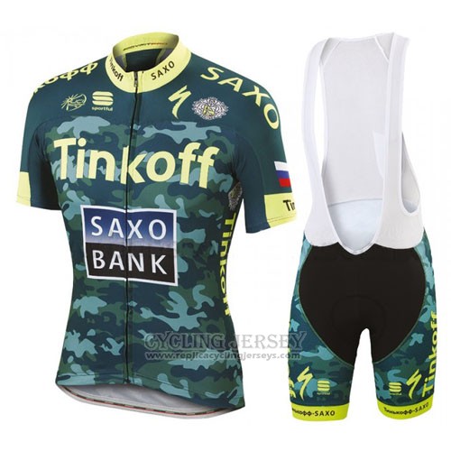 2016 Cycling Jersey Tinkoff Saxo Bank Yellow and Green Short Sleeve and Bib Short